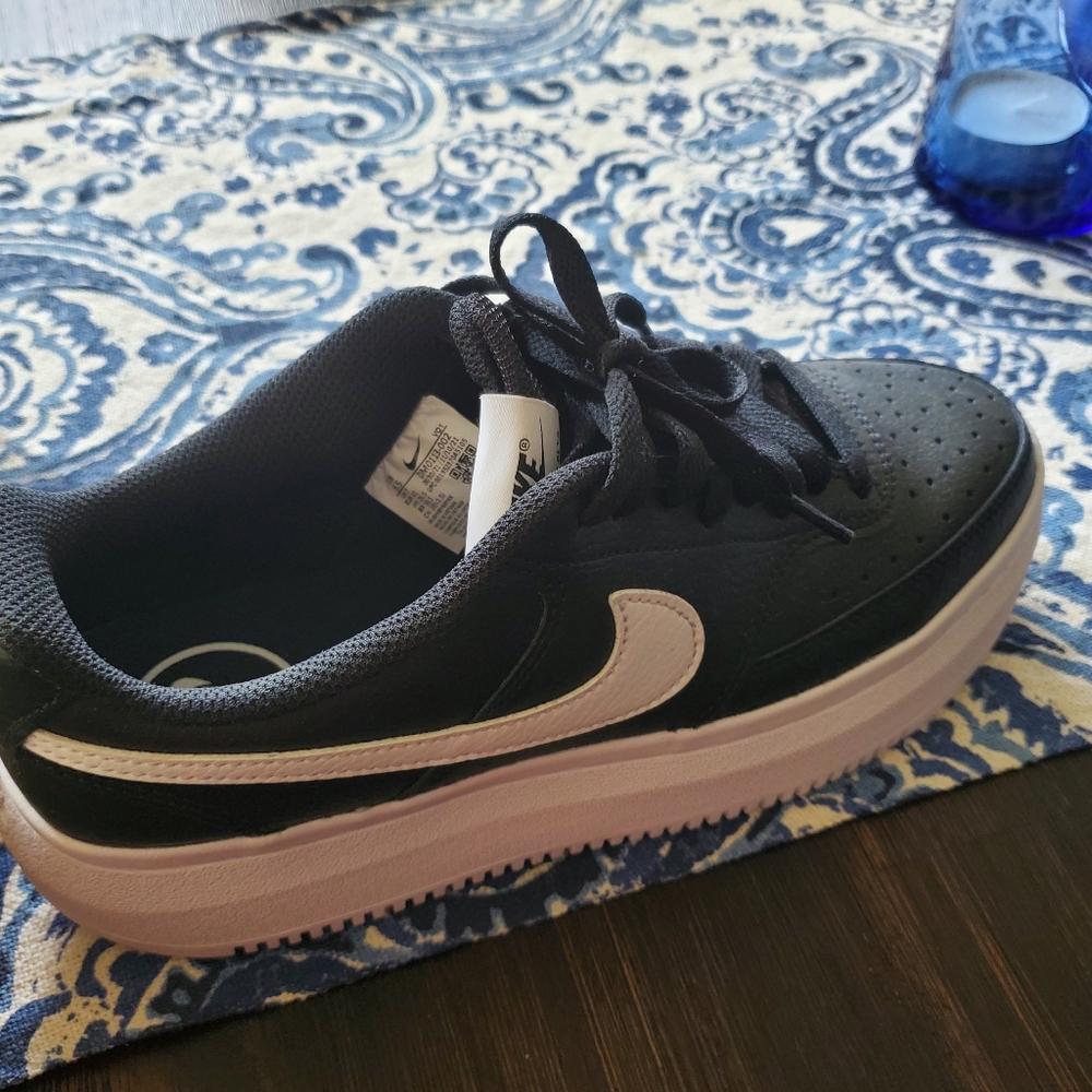 Nike Court ALTA Black and White Platform Sneakers, Women's 9.5